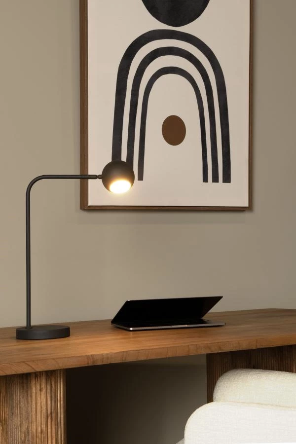 Lucide COMET - Lampe de bureau Rechargeable - Batterie/Piles - LED 3 StepDim - 1x3W 2700K - Noir - ambiance 1
